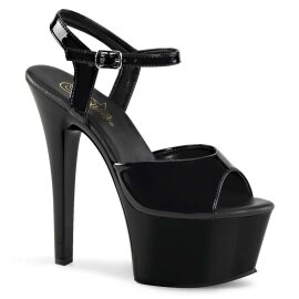 Pleaser Sandalia de Tacón ASPIRE-609 Negro Charol...