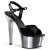 Pleaser Sandalia de Tacón ASPIRE-609 Negro Charol Plata Metalizado EU-37 / US-7