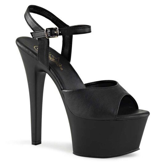 Pleaser Sandalia de Tacón ASPIRE-609 Negro Cuero Sintético EU-35 / US-5