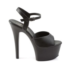 Pleaser Sandalia de Tacón ASPIRE-609 Negro Cuero Sintético EU-37 / US-7