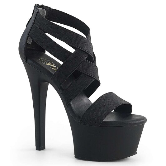 Pleaser Sandalia de Tacón ASPIRE-669 Negro Elástico Piel Sintética EU-35 / US-5