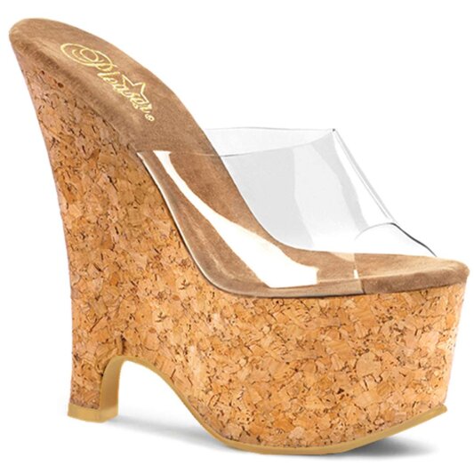 Pleaser Zapato Abierto BEAU-601 Transparente Corcho EU-35 / US-5