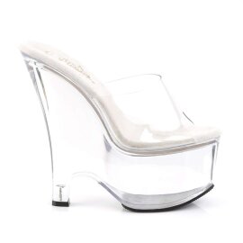 Pleaser Zapato Abierto BEAU-601 Plata Transparente EU-35 / US-5