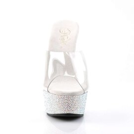 Pleaser Zapato Abierto BEJEWELED-601DM Plata Transparente...