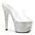 Pleaser Zapato Abierto BEJEWELED-701DM Plata Transparente Metalizado EU-38 / US-8