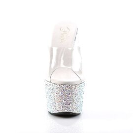 Pleaser Zapato Abierto BEJEWELED-701MS Plata Transparente...