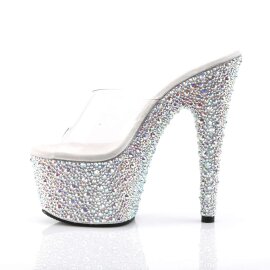 Pleaser Zapato Abierto BEJEWELED-701MS Plata Transparente Metalizado EU-35 / US-5