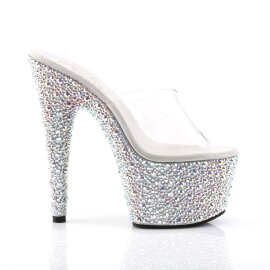 Pleaser Zapato Abierto BEJEWELED-701MS Plata Transparente Metalizado EU-35 / US-5