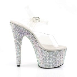 Pleaser Sandalia de Tacón BEJEWELED-708DM Plata Transparente Metalizado EU-35 / US-5