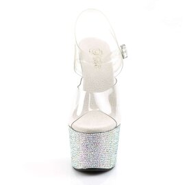 Pleaser Sandalia de Tacón BEJEWELED-708DM Plata...