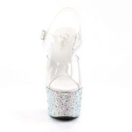 Pleaser Sandalia de Tacón BEJEWELED-708MS Plata...