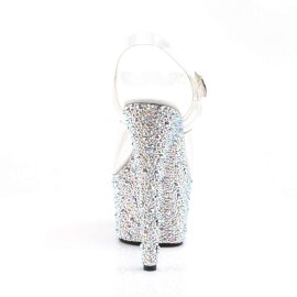 Pleaser Sandalia de Tacón BEJEWELED-708MS Plata Transparente Metalizado EU-35 / US-5