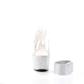 Pleaser Zapato Abierto BEJEWELED-712RS Plata Transparente...