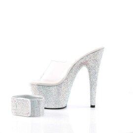 Pleaser Zapato Abierto BEJEWELED-712RS Plata Transparente Metalizado EU-35 / US-5