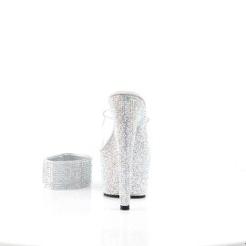 Pleaser Zapato Abierto BEJEWELED-712RS Plata Transparente Metalizado EU-35 / US-5