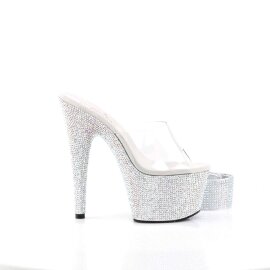 Pleaser Zapato Abierto BEJEWELED-712RS Plata Transparente Metalizado EU-35 / US-5