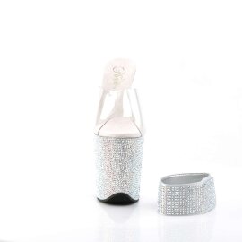 Pleaser Zapato Abierto BEJEWELED-812RS Plata Transparente...
