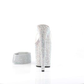 Pleaser Zapato Abierto BEJEWELED-812RS Plata Transparente Metalizado EU-35 / US-5