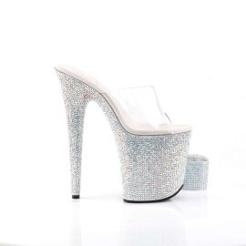 Pleaser Zapato Abierto BEJEWELED-812RS Plata Transparente Metalizado EU-35 / US-5
