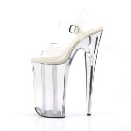 Pleaser Sandalia de Tacón BEYOND-008 Plata Transparente EU-41 / US-11