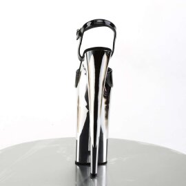Pleaser Sandalia de Tacón BEYOND-009 Negro Plata Metalizado EU-37 / US-7