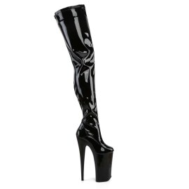Pleaser Bota Alta BEYOND-4000 Negro Elástico Charol EU-37 / US-7