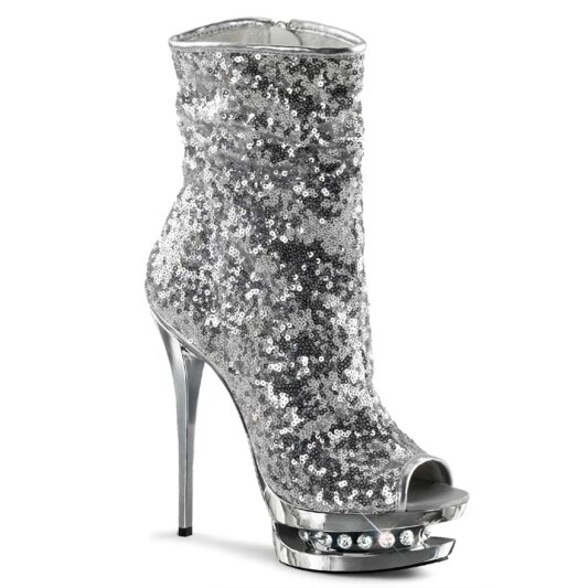 Pleaser Botín BLONDIE-R-1008 Plata Multi Metalizado EU-35 / US-5