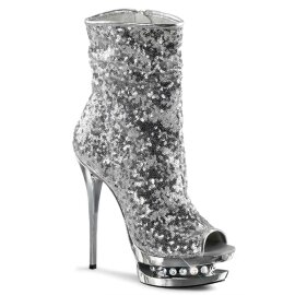 Pleaser Botín BLONDIE-R-1008 Plata Multi Metalizado EU-35 / US-5