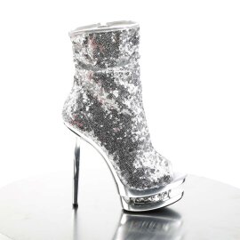 Pleaser Botín BLONDIE-R-1008 Plata Multi Metalizado EU-35 / US-5
