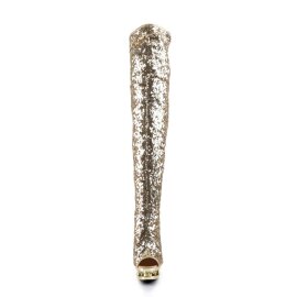 Pleaser Bota Alta BLONDIE-R-3011 Dorado Metalizado Cromo...