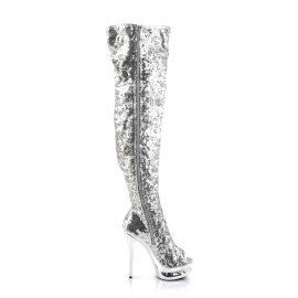 Pleaser Bota Alta BLONDIE-R-3011 Plata Multi Metalizado EU-39 / US-9