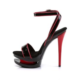 Pleaser Sandalia de Tacón BLONDIE-631-2 Negro  Charol Rojo EU-36 / US-6