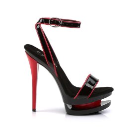Pleaser Sandalia de Tacón BLONDIE-631-2 Negro  Charol Rojo EU-36 / US-6