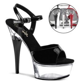 Pleaser Sandalia de Tacón CAPTIVA-609 Negro Charol...