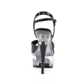 Pleaser Sandalia de Tacón CAPTIVA-609 Negro Charol Transparente EU-35 / US-5
