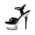 Pleaser Sandalia de Tacón CAPTIVA-609 Negro Charol Transparente EU-37 / US-7
