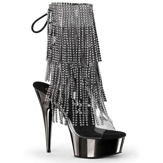 Pleaser Botín DELIGHT-1017RSF Plata Transparente-Metalizado Negro EU-35 / US-5