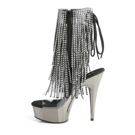 Pleaser Botín DELIGHT-1017RSF Plata Transparente-Metalizado Negro EU-35 / US-5