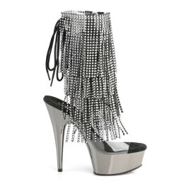 Pleaser Botín DELIGHT-1017RSF Plata Transparente-Metalizado Negro EU-35 / US-5