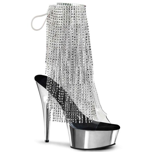 Pleaser Botín DELIGHT-1017RSF Plata Transparente Metalizado EU-40 / US-10