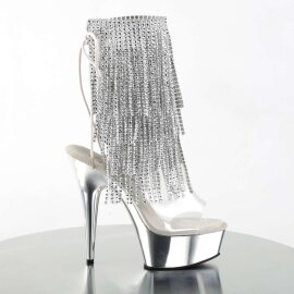 Pleaser Botín DELIGHT-1017RSF Plata Transparente Metalizado EU-40 / US-10