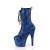 Pleaser ADORE-1040SPF Botines de Plataforma de Tela con Estampado de Serpiente Metálico Azul