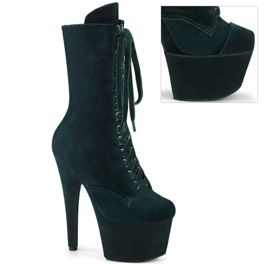 Pleaser ADORE-1045VEL Botines de Plataforma de Terciopelo Verde