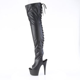 Pleaser ADORE-3017 Botas Altas de Plataforma por encima de la rodilla con Estampado de Serpiente Negro