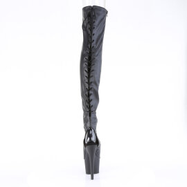 Pleaser ADORE-3017 Botas Altas de Plataforma por encima de la rodilla con Estampado de Serpiente Negro