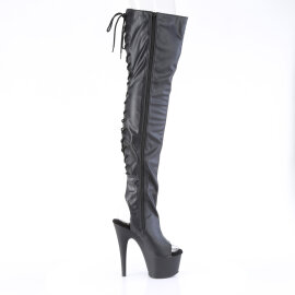 Pleaser ADORE-3017 Botas Altas de Plataforma por encima de la rodilla con Estampado de Serpiente Negro