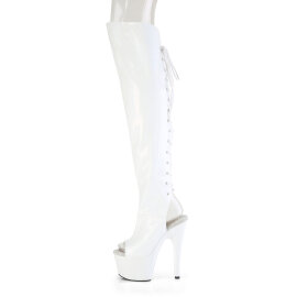Pleaser ADORE-3019HWR Botas altas de Plataforma sobre la rodilla Holograma Blanco