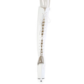 Pleaser ADORE-3019HWR Botas altas de Plataforma sobre la rodilla Holograma Blanco