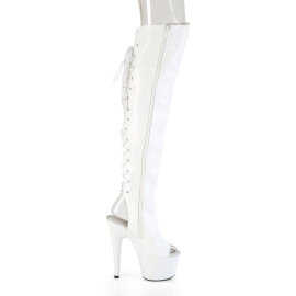 Pleaser ADORE-3019HWR Botas altas de Plataforma sobre la rodilla Holograma Blanco