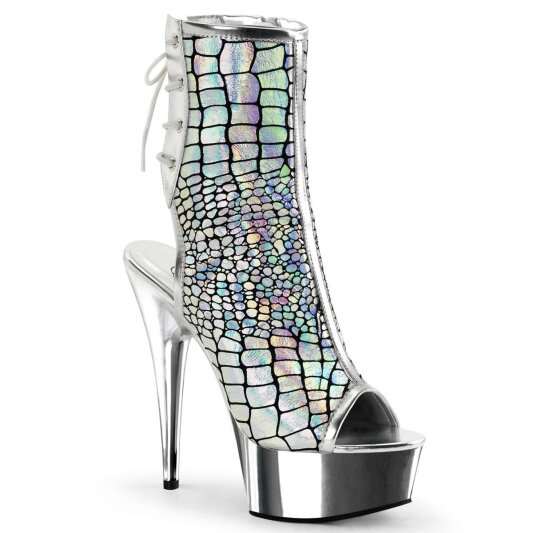 Pleaser Botín DELIGHT-1018HG Holograma Plata Metalizado EU-35 / US-5